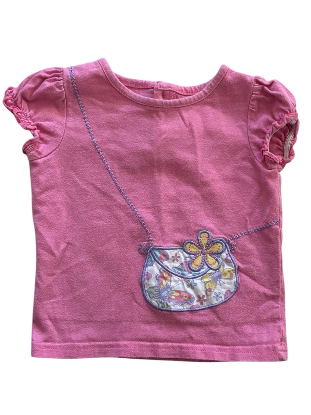 10/$15 Y2K George Pink Tee with Decorative Purse Applique